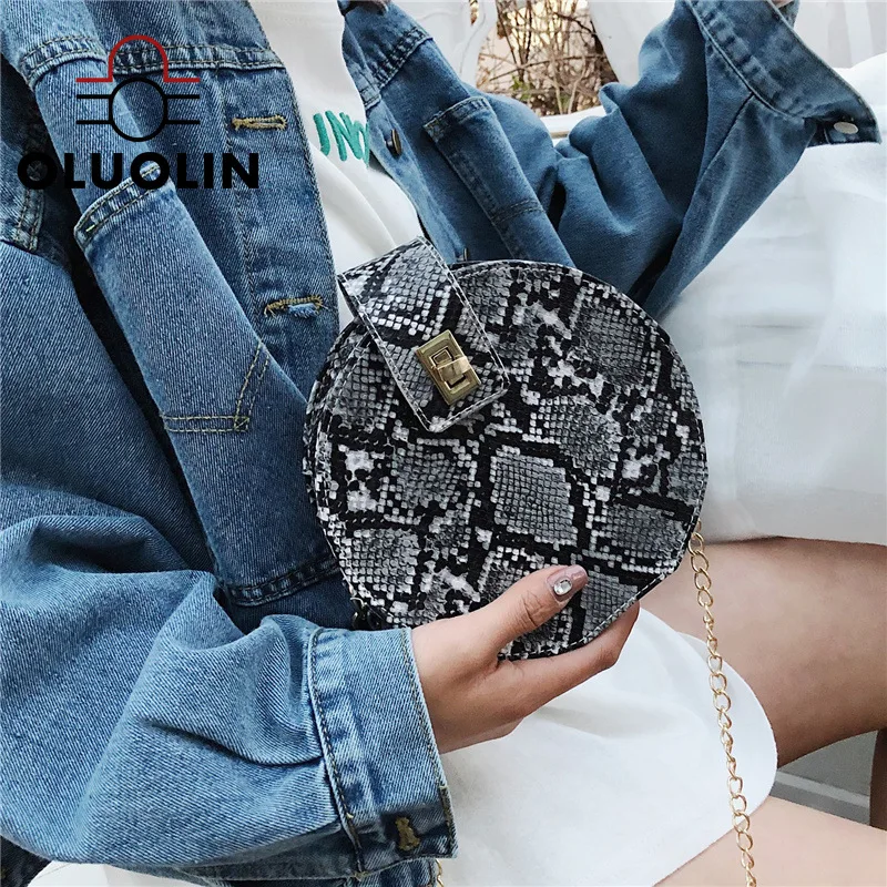 Женские сумки Очаровательная сумка через плечо с принтом змеиной кожи модная