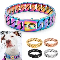 32mm strong metal dog chain collars stainless steel pet training choker for large dogs pitbull bulldog gold collar necklace