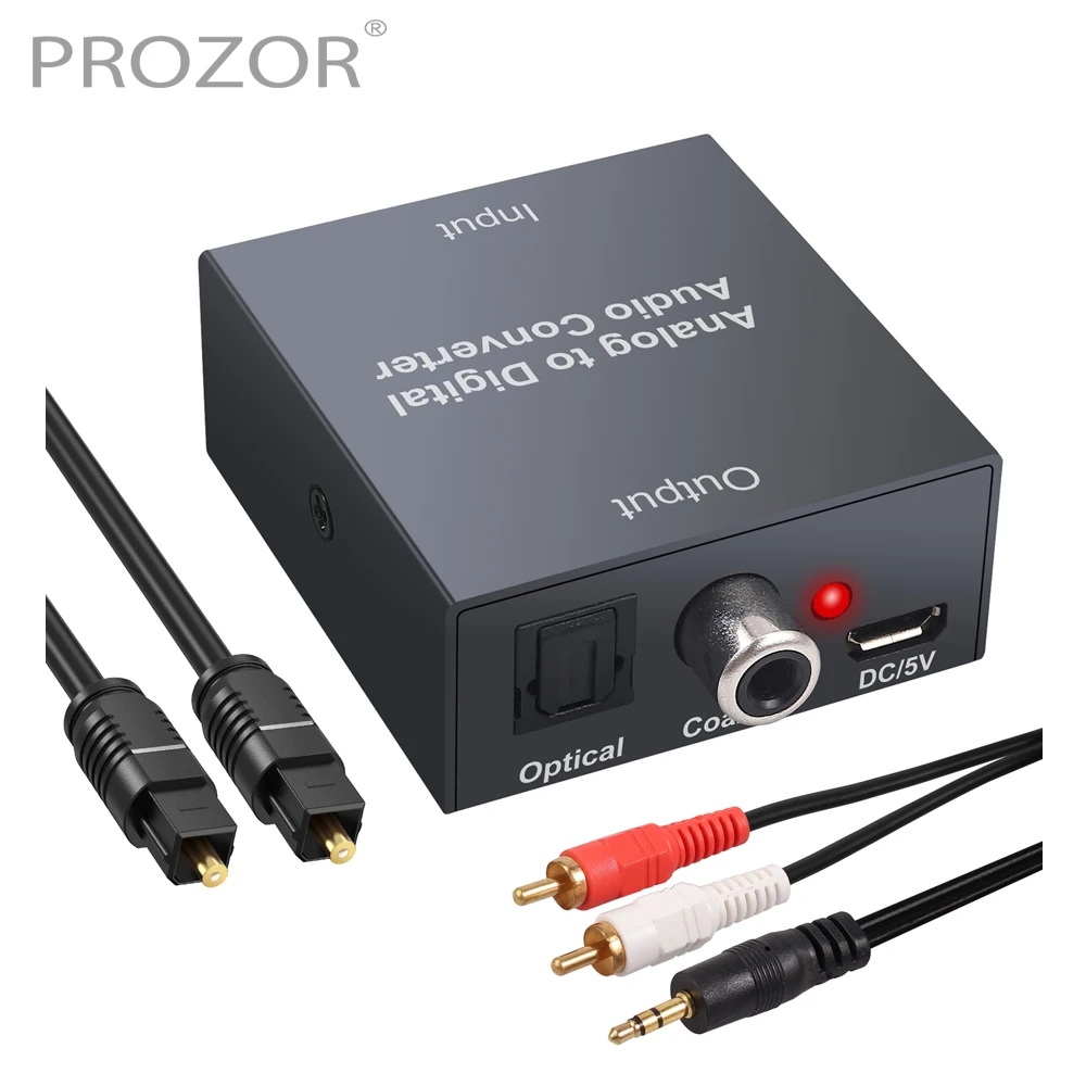 Prozor аналоговый в цифровой аудио конвертер 2 RCA R/L 3 5 мм AUX коаксиальный Toslink
