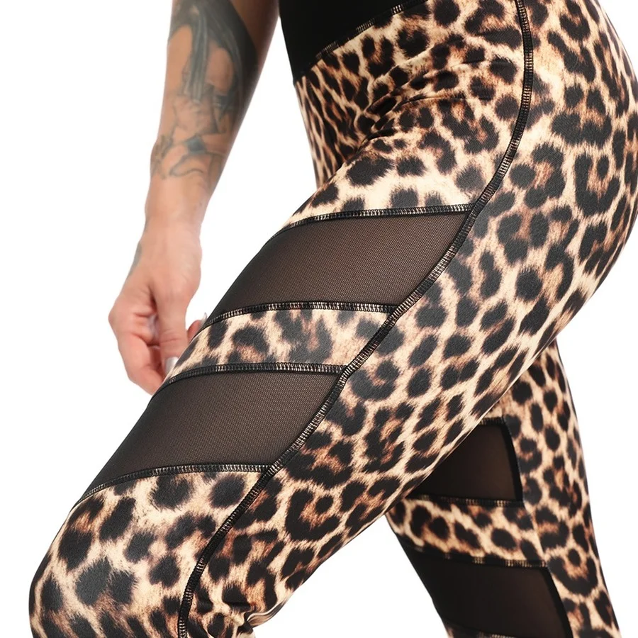 

Women Splice Running Yoga Pants High Waist Mesh Seamless Leggings Training Fitness Gym Leggings Elastic Sportswear Sport Pants