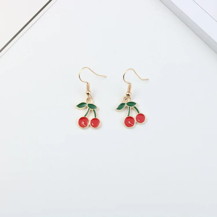 Эмалевые Подвески в виде цветов фруктов арбуза клубники корейские серьги