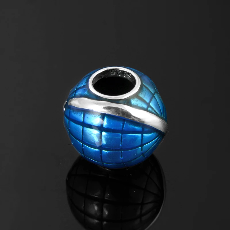 2019 модные подвески в виде земли и самолета синие Бусины настоящий 925 Стерлинговое