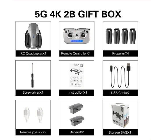 5G 4k 2B gift box SG907 Дрон с GPS с 4K HD Двойная камера широкий угол 5G wifi FPV RC Квадрокоптер складные дроны Профессиональные с GPS следуем за мной - Цвет: 5G 4k 2B gift box