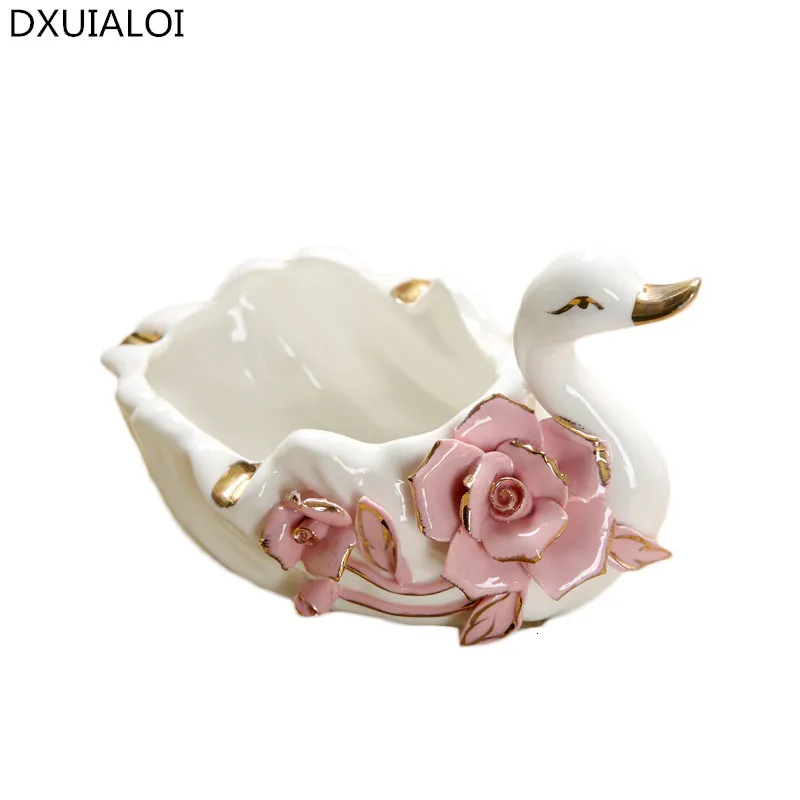 Европейские Керамические украшения в виде лебедя пепельница домашняя модная
