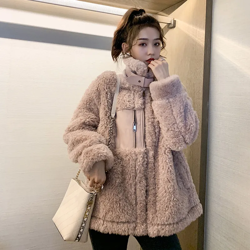 Осенне-зимнее теплое пальто из овечьей шерсти Женская Корейская свободная
