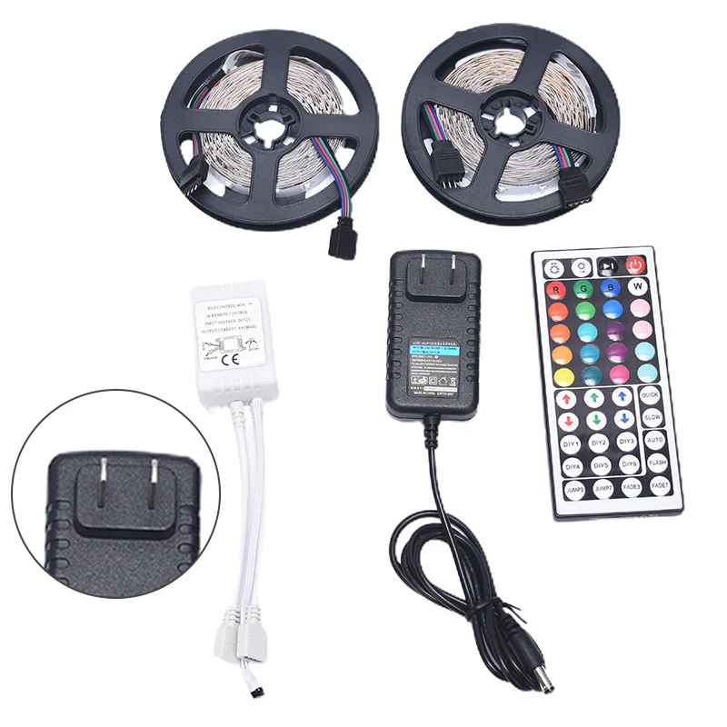 

10M 600LED Light Strip RGB SMD 3528 With 12V Adapter Plug +44 Key Remote Control DIY Flexible LED Strip Light For Home Decor