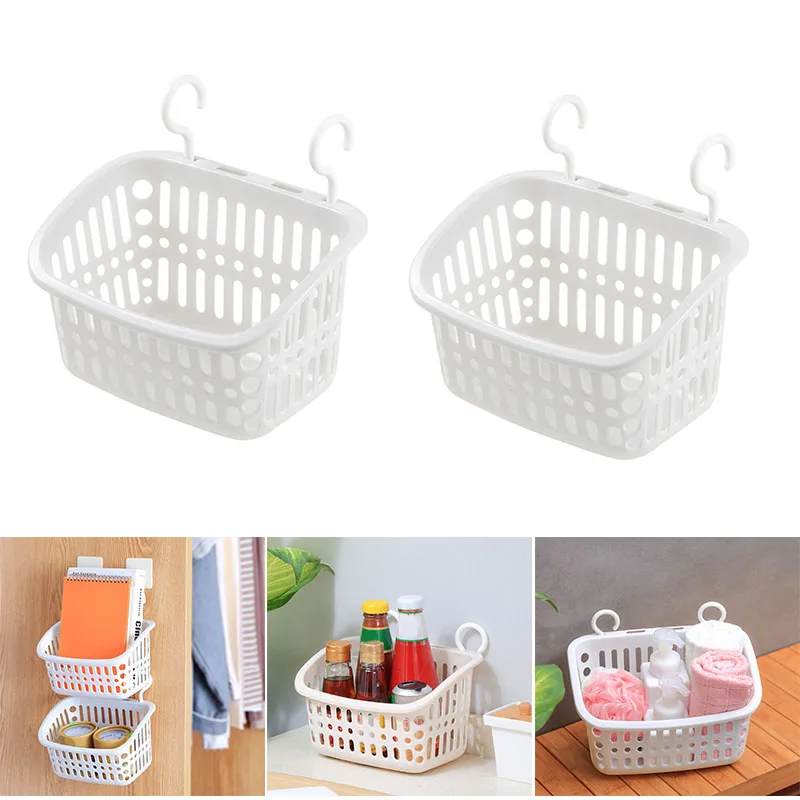 

NEW 2PCS Kitchen Hanging Plastic Storage Basket Drain Rack Cleaning Cloth Holder Bathroom Sponge Storage Storage Rack