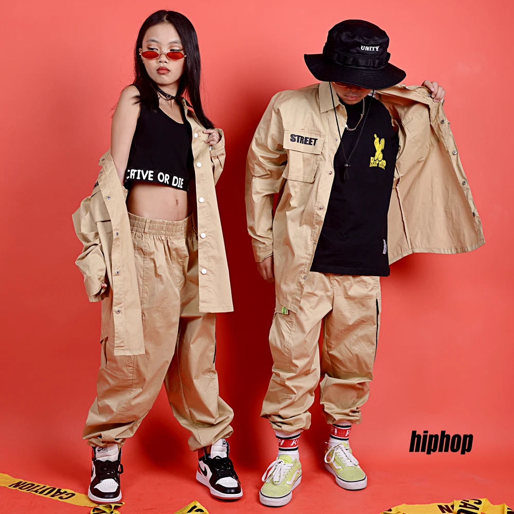 Детская одежда в стиле хип хоп для девочек костюмы уличных танцев свободный