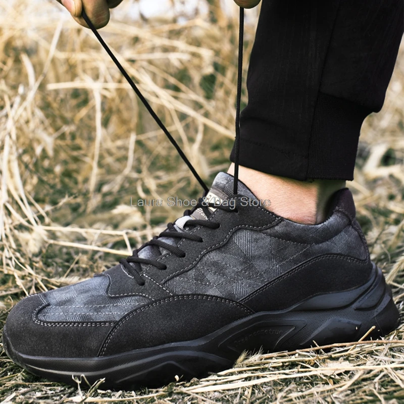 

Lightweight Men Safety Shoes Steel Toe Cap Work Shoes Puncture-Proof Security Work Sneakers Anti-smash Protective Shoes 2021