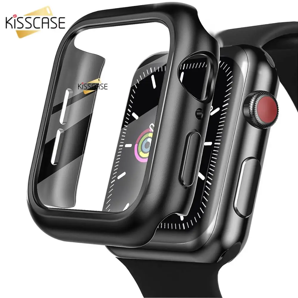 Чехол KISS для Apple Watch Series 5 4 чехол бампер из ТПУ со стеклянной пленкой защиты экрана