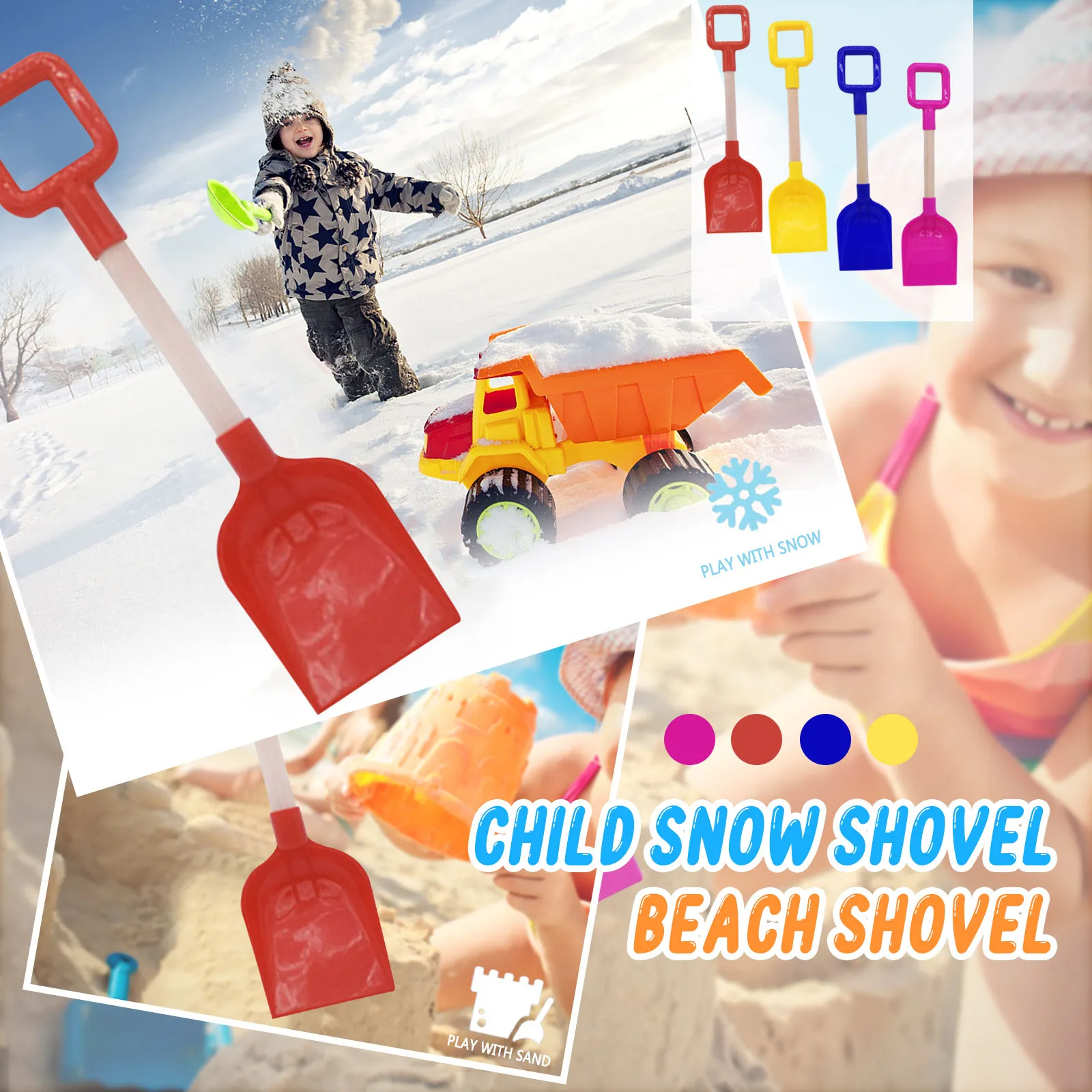 

1/3PCS Childrens Snow Shovel Children's outdoor Shovel With Wooden Handle Beach/Sand Toys Children Parent-Child Interactive Toys