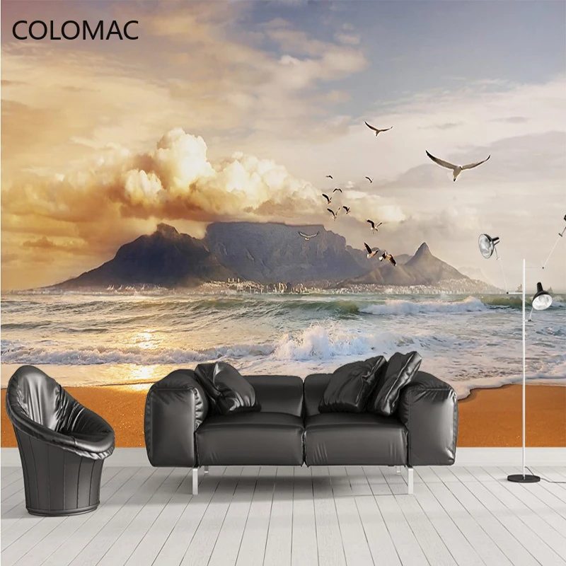 

Colomac Custom Beautiful Sea Scenery Living Room Background Wallpaper 3d Wall Murals for Bedroom Decoration Dropshipping