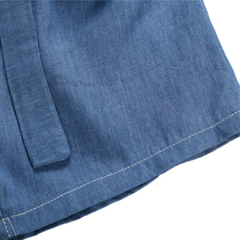 

Summer Girls Clothes Denim Blue Short-sleeved Sling Ruffles Short Sleeve Top+Casual Denim Shorts Children Outfits 1-5Years