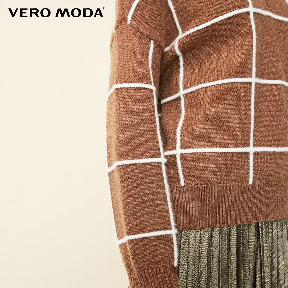 Vero Moda зимний женский свитер в клетку с v-образным вырезом | 319113532 Женская одежда