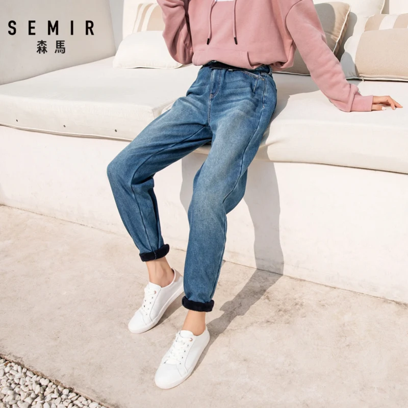 Брюки SEMIR женские узкие в Корейском стиле плотные вельветовые штаны с конусом