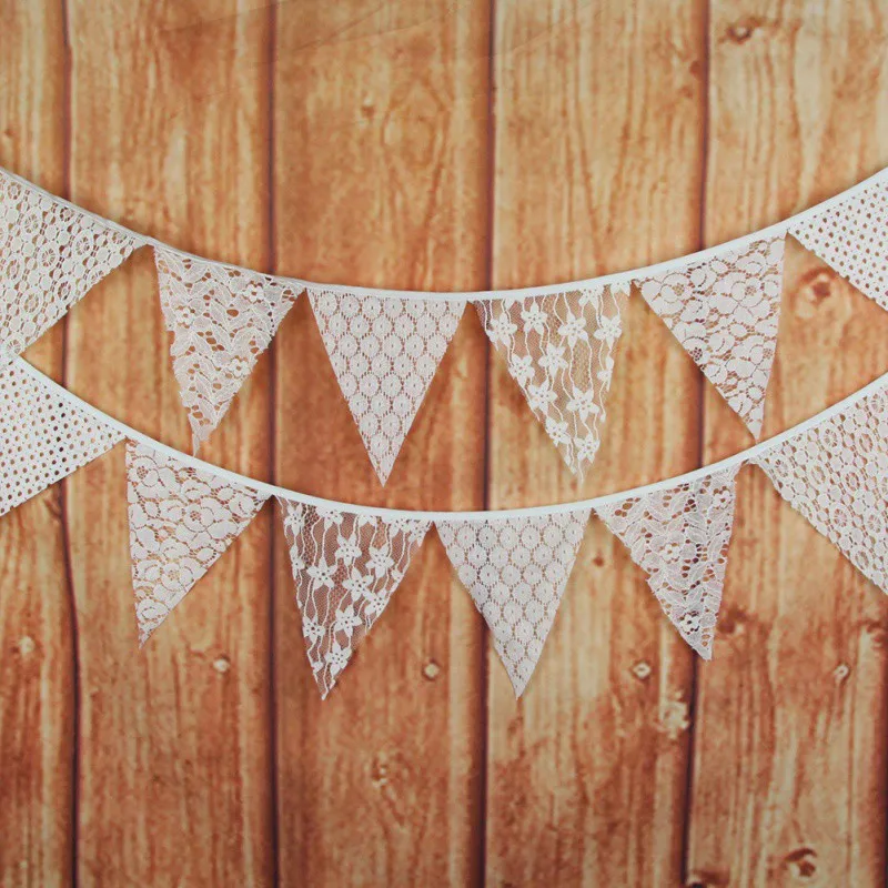 Белый кружевной флаг баннерное украшение для свадьбы хлопковая ткань бандажная
