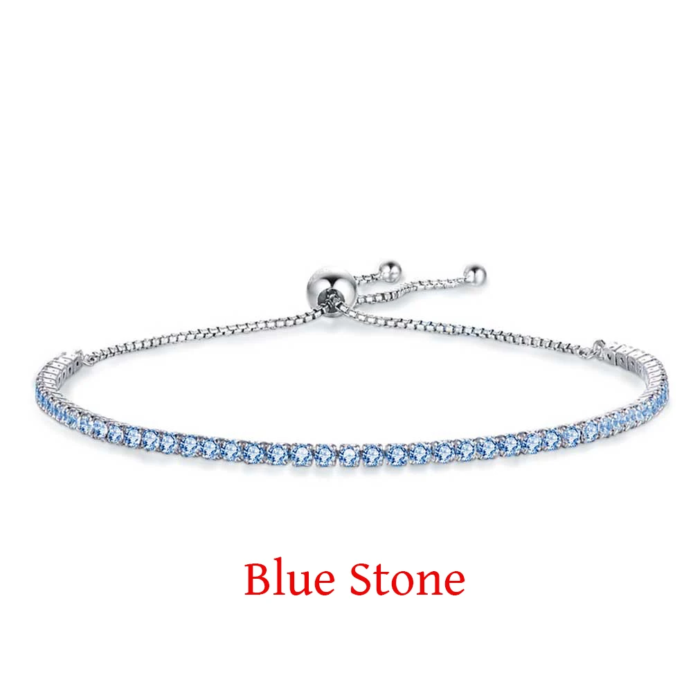 Blue Stone Г. роскошные 925 Розовый Серебряный Шарм цепи подходят Теннис браслет Бусины для Для женщин авторские украшения - Окраска металла: Blue Stone