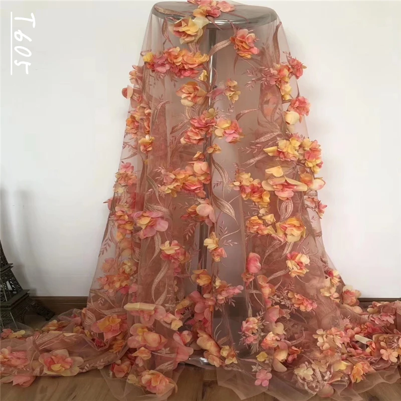 Модная африканская кружевная ткань высокого качества 3D Цветочная вышивка с