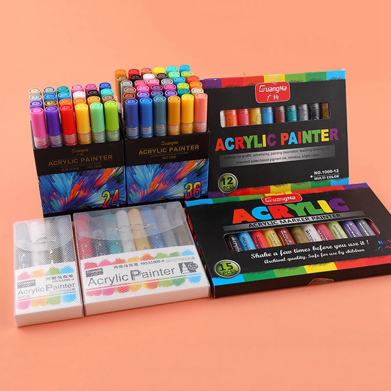 

4-36 Colors Acrylic Paint Marker Pens for Rock Painting Stone Ceramic Porcelain Mug Wood Fabric Canvas Marking Pens Art Supplies