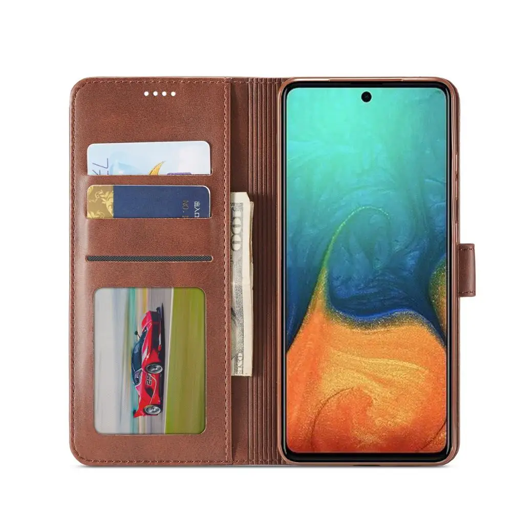 

Luxury Leather Phone Cases For Samsung Galaxy A51 / A71 Flip Credit Card Slots Holder A 51 Skin Magnetic Button A 71 Cover
