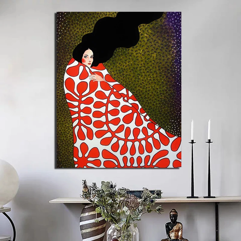 

Nordic Poster Wrapped In Quilt Girl Canvas Painting Living Room Home Decoration Modern Wall Art Oil Painting Posters Pictures