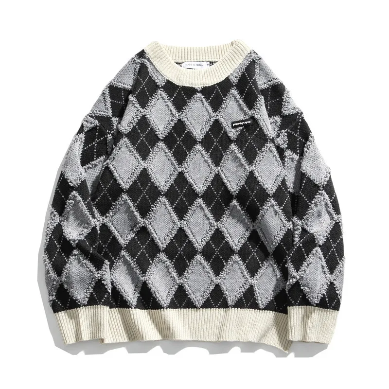 

Henry check versatile men's autumn winter sweater 2021 new British couple trend T-shirt women