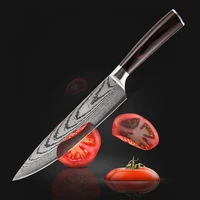 laser pattern kitchen knife 8 inch professional japanese chef knives quality stainless steel full tang meat cleaver slicer