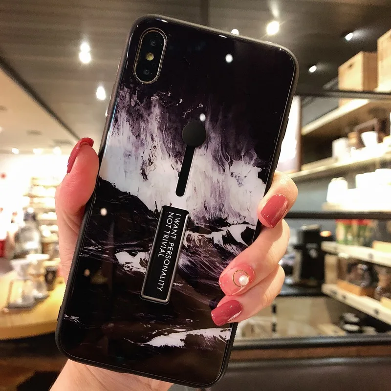 Чехол для Iphone 7 X XR 8 6S XS 6 Роскошная простая картина из песка стиль петля кольцо