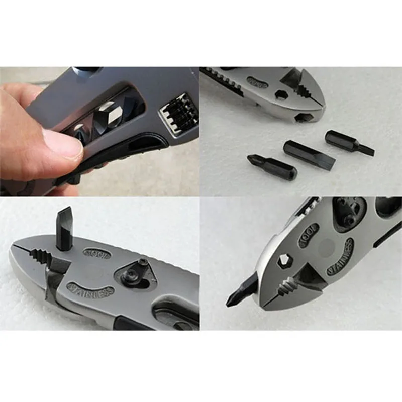 

Adjustable Pocket Multifunctional Stainless Steel Wrench Screwdriver Pliers Knife Outdoor Self-defense Survival Tactical Kits
