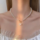 Женское колье с жемчужным кулоном, светильник е ожерелье с подвеской в виде сердца, подарочное Ювелирное Украшение для свадебного банкета, 2021