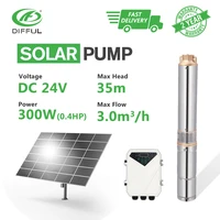 3 dc deep well solar water pump 24v 300w submersible mppt controller bore hole irrigation kits head 35m 3000lh