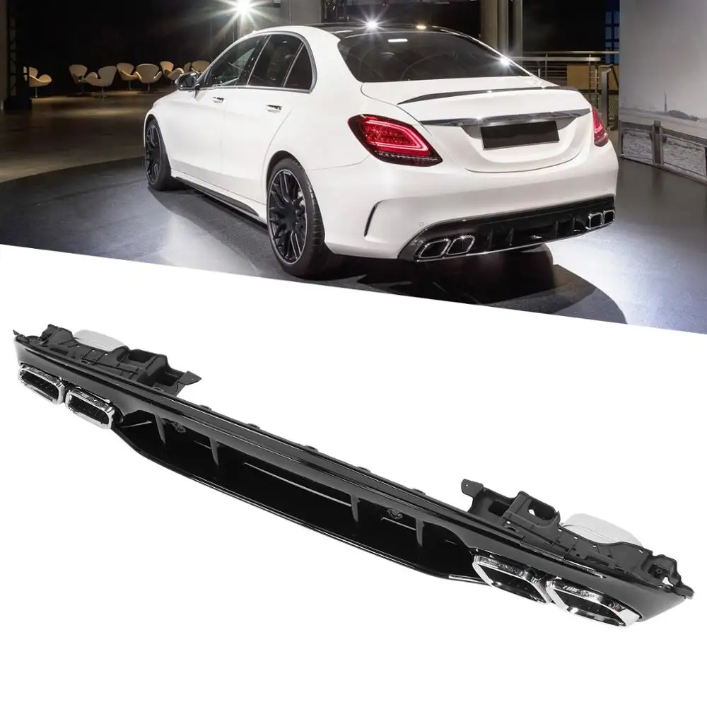 Для C63S внешний рассеиватель серебристая хромированная Quad выхлопные наконечники