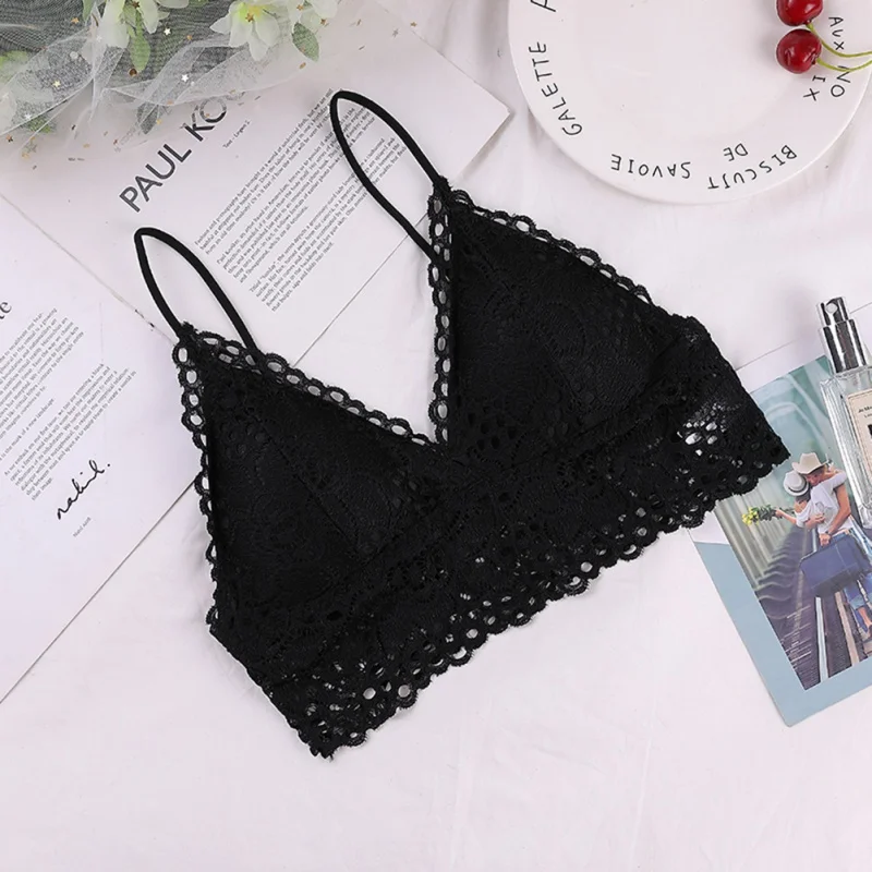 Liva Girl Deep V Bra Female Lace Tube Top Underwear Sexy Lace Summer Bras Top With Chest Pad