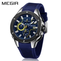 megir fashion luxury mens personality watch silicone strap quartz waterproof calendar mens watches luminous chronograph 2053g