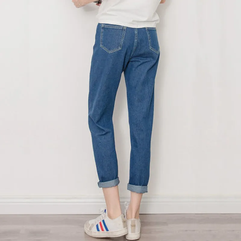

Women Jeans Harem Roll Up Hem Washed Classic All-match High Waist Ladies Trousers Korean Womens Leisure Fashion Chic Simple New