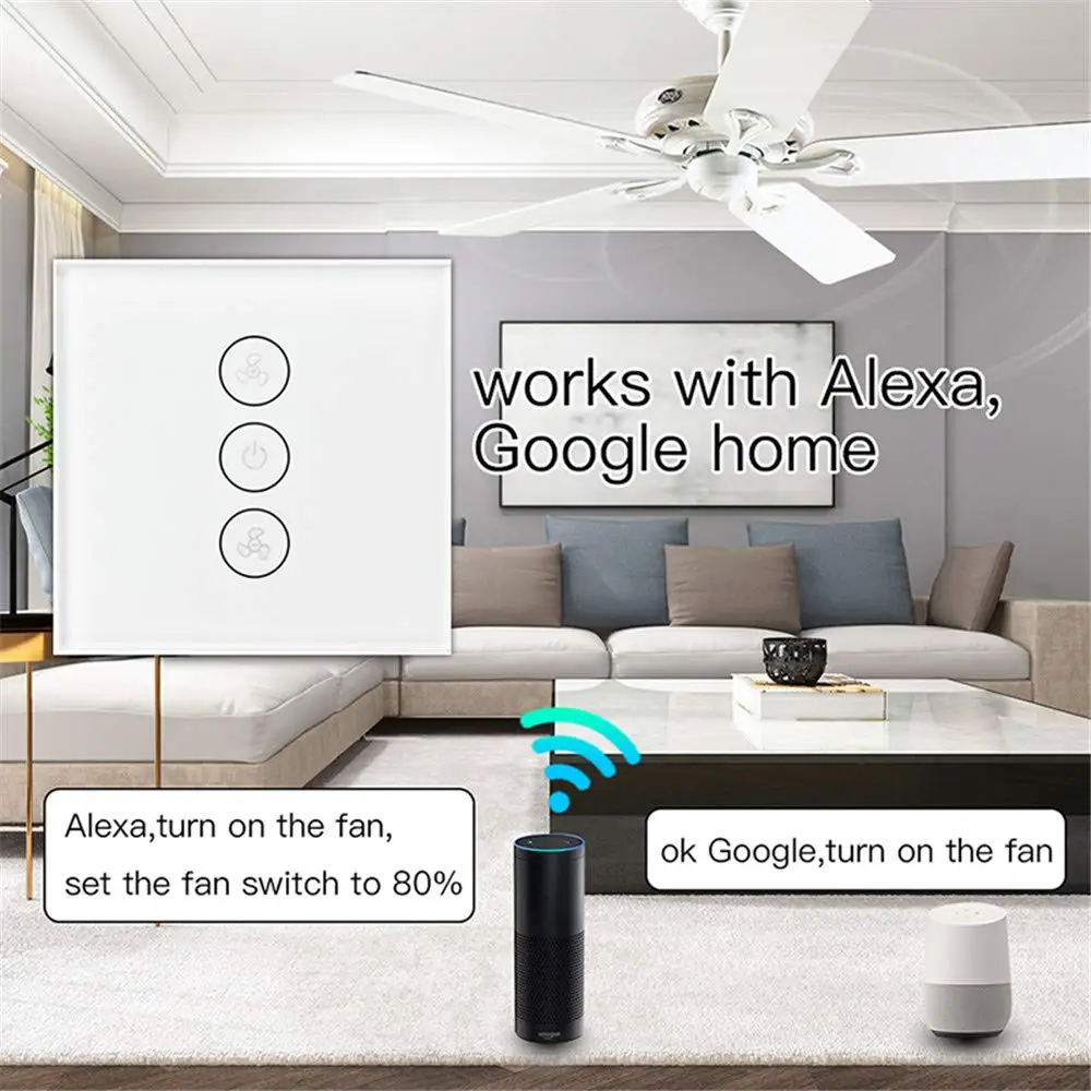 Умный потолочный выключатель с Wi-Fi, таймером и управлением скоростью, совместим с Alexa и Google Home от AliExpress WW