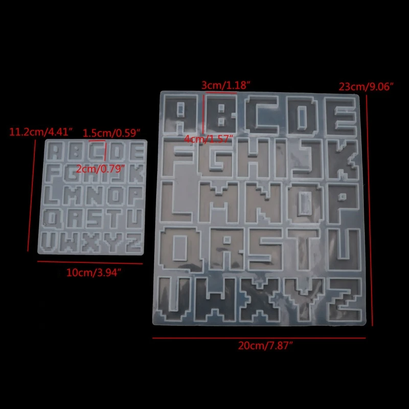 

69HB Pixel Letters Mold Alphabet Pendant UV Resin Silicone Mold Jewelry Making Tools