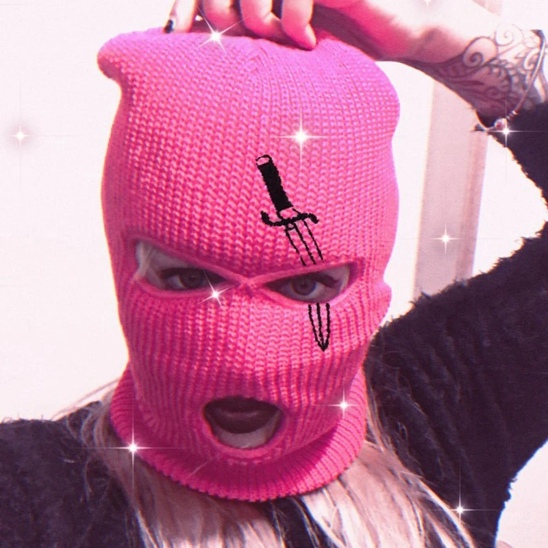 WZCX Creative Embroidery Sword Halloween Party Mask Hat Winter Unisex Keep Warm Personality Beanie Cycling Ski |