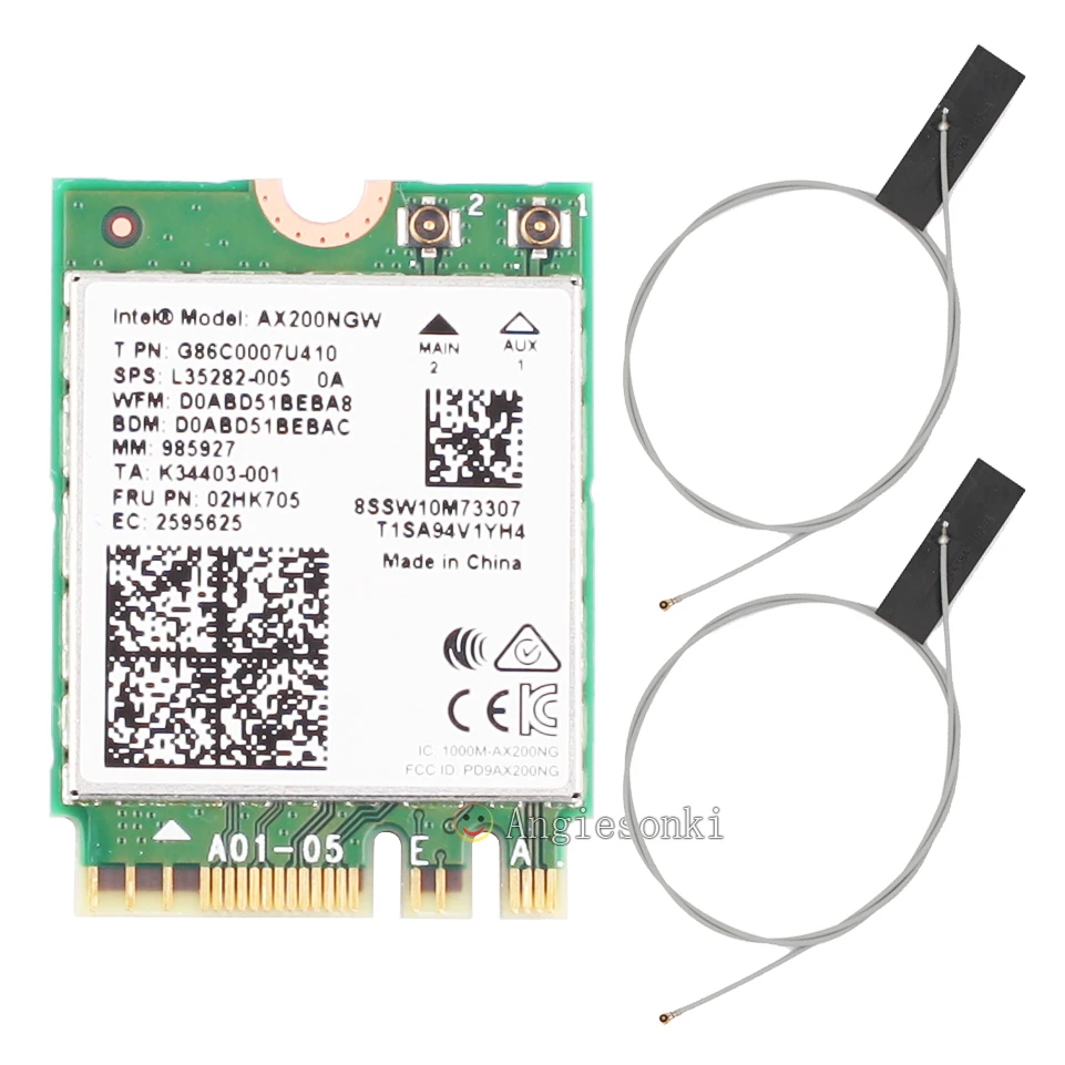 Dual band 2.4Gbps Intel Wi-Fi 6 AX200NGW 802.11ax/ac MU-MIMO 2x2 Wifi AX200 NGFF M.2 Bluetooth 5.0 Network Wlan Card＋Antenna | Компьютеры