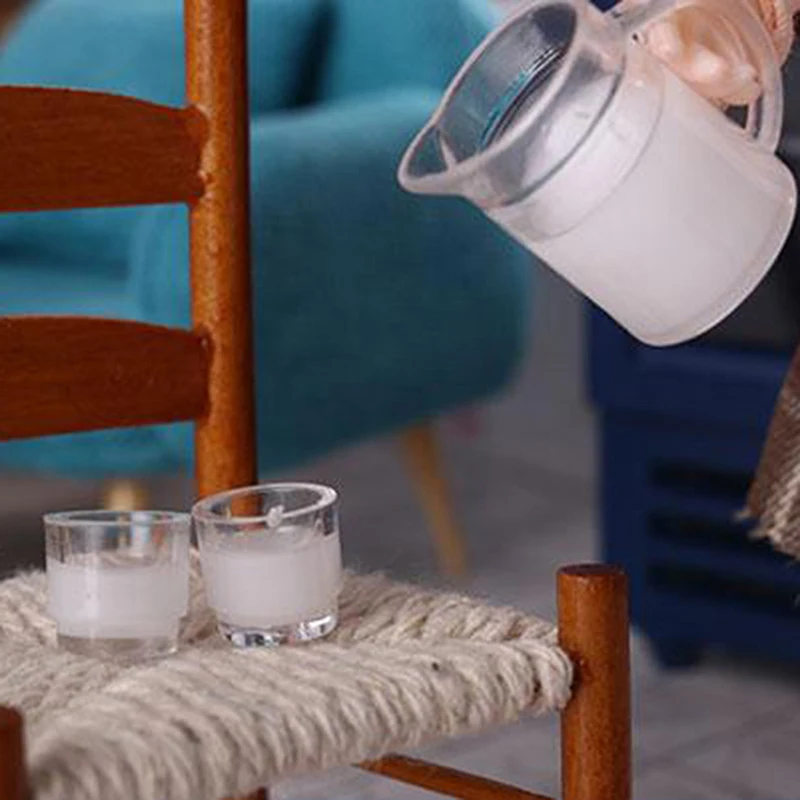 

3pcs 1:12 Simulation Drink Milk Model Kitchen Toys Mini Juice Jug Cup Set for Doll House Decoration Dollhouse Accessories