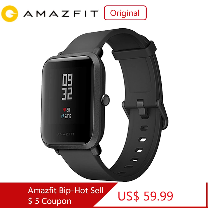 Оригинальная английская версия Huami Amazfit Bip Смарт-часы gps Gloness умные часы 45 дней в режиме ожидания для Xiaomi Phone IOS