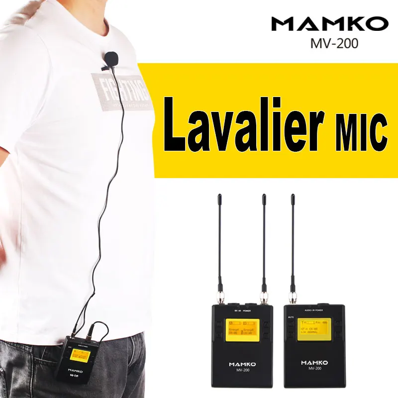MAMKOMV-200 UHF беспроводной микрофон система для камеры iphone Смартфон интервью видео петличный нагрудный микрофон для Canon Nikon DSLR