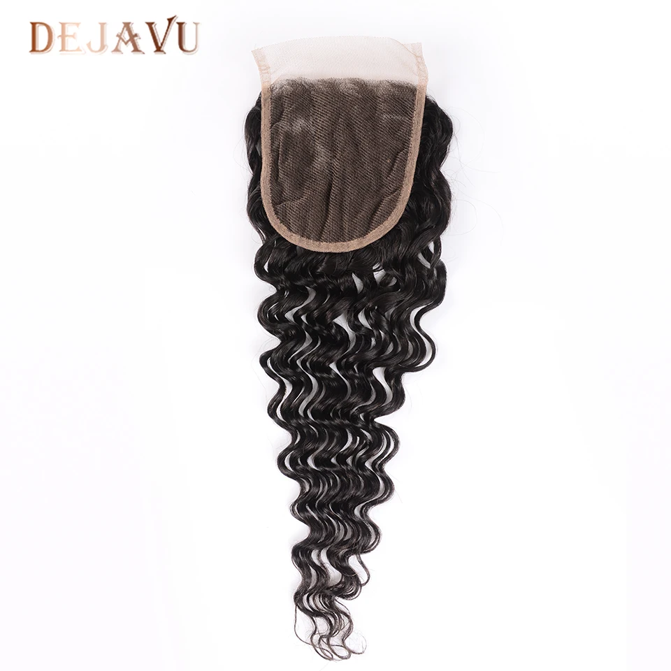 

Dejavu Deep Wave Bundles With Closure Non-Remy Human Hair Closure With Bundles Brazilian Weave With 4*4 Lace Closure Cabelo