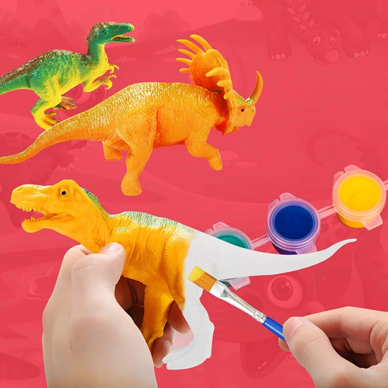 

64Pcs DIY Doodle Toy Dinosaur Model DIY Arts Crafts Paint Toy Graffiti Toy Educational Set for Kids
