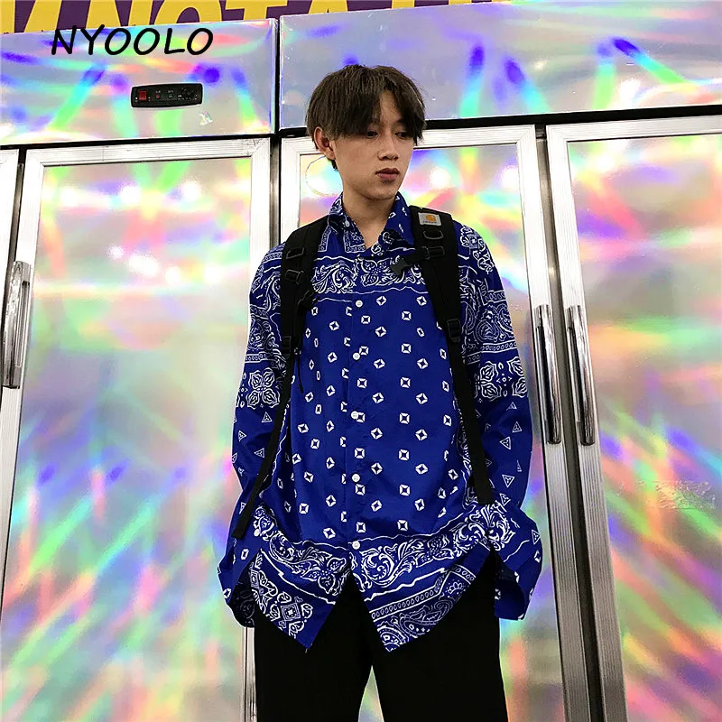 NYOOLO Harajuku стильная уличная Футболка с принтом Пейсли в стиле хип хоп Осенняя