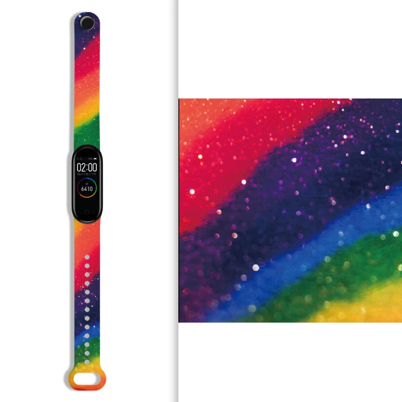 Colorful flowers Print Strap For Xiaomi Mi Band 5 4 3 Silicone Wristband Bracelet Replacement For MiBand 6 Men Women Wrist Strap