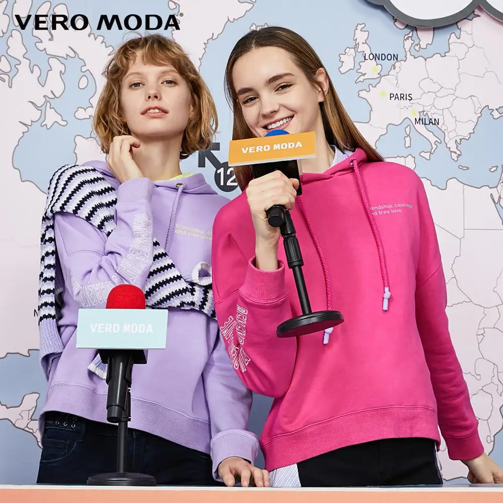 Vero Moda/Новинка Женская Свободная Толстовка с буквенным принтом и манжетами из 100%