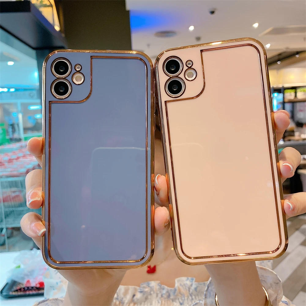 

Electroplated Solid Color Phone Case For iPhone 12 11 Pro Max XR X XS Max Mini 7 8 Plus SE2020 Soft TPU Protect Back Cover