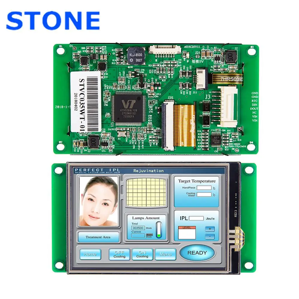 RS232/ RS485/ TTL/ USB Port Industrial HMI TFT LCD Display 4.3 inch Support Any Microcontroller