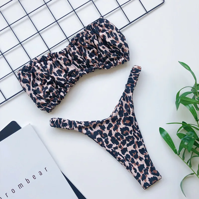 Сексуальные леопардовые бикини 2020 высокая талия женский купальник женские